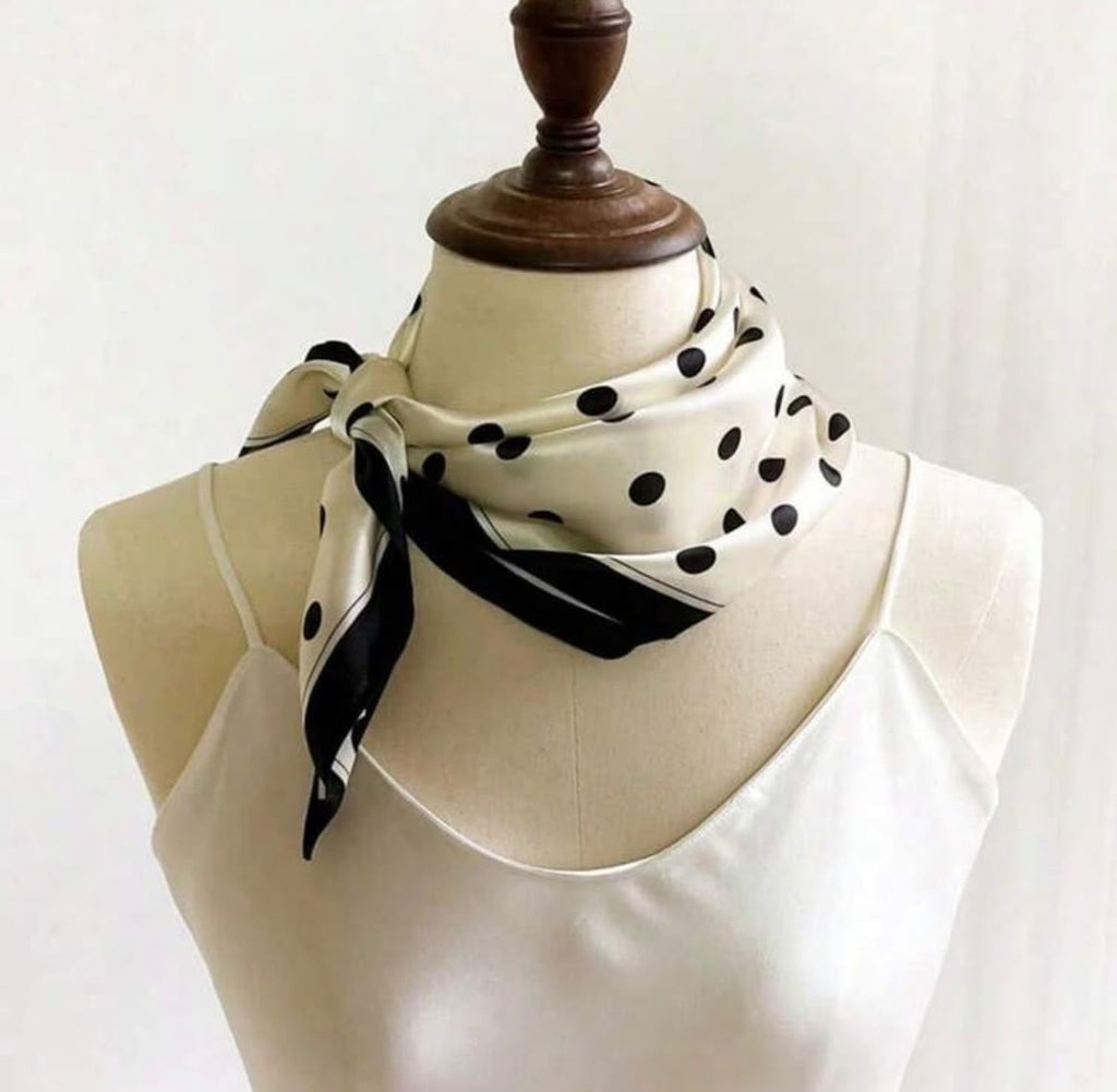 White Black Dot scarf