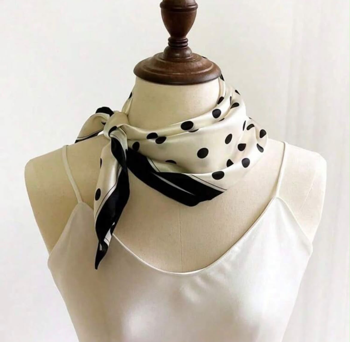 White Black Dot scarf